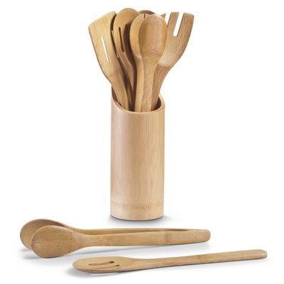 Ustensiles de cuisine bois bambou  set de 7 ZELLER PRESENT