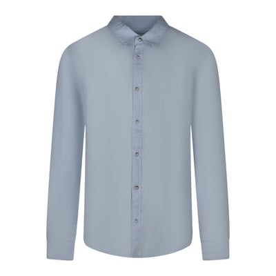 Chemise en lin bleu clair unie avec une coupe droite et un col français TEDDY SMITH
