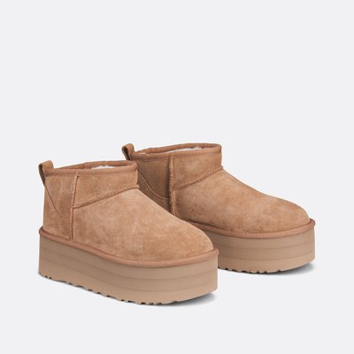 Bottines compensees cuir camel La Redoute