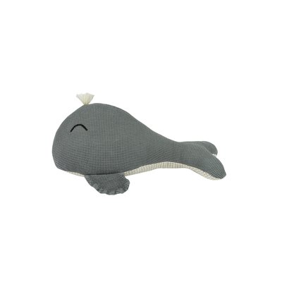 Coussin baleine brodé en coton lavé WABI-SABI NOBODINOZ