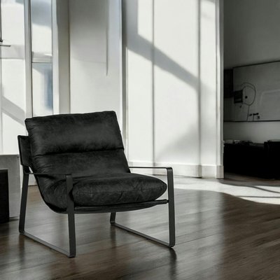 Fauteuil design tissu anthracite et métal EPIKA PIER IMPORT