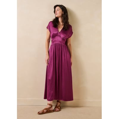 Robe longue manches courtes encolure v LA FEE MARABOUTEE