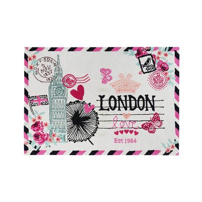 Tapis pure laine tufté motif carte postale Londres ,  METROPOLIS ACCESSORIZE
