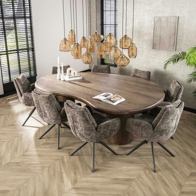 Table à manger design en bois d'acacia massif forme haricot 244 cm MYSORE PIER IMPORT