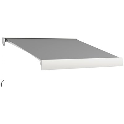 Store banne motorisé coffre intégral 3 x 2,5(avancé)m télécommande manivelle gris OUTSUNNY