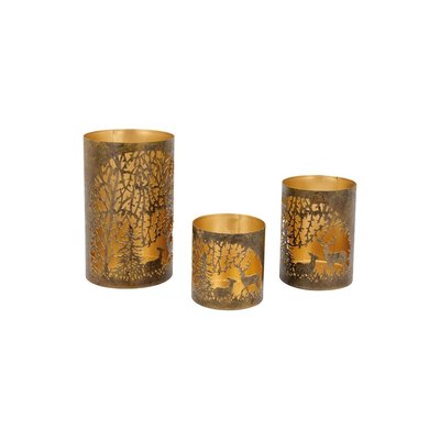 Photophores en métal doré antique Cerf AUBRY GASPARD