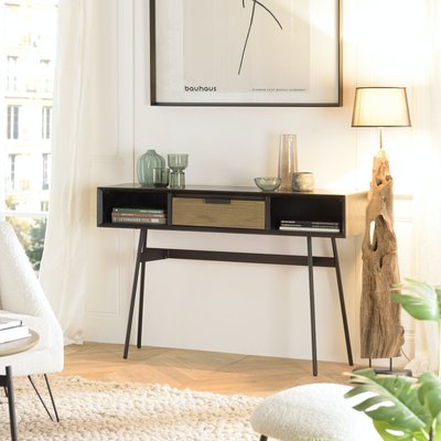 Console bois noir 130 cm 1 tiroir DERRY PIER IMPORT