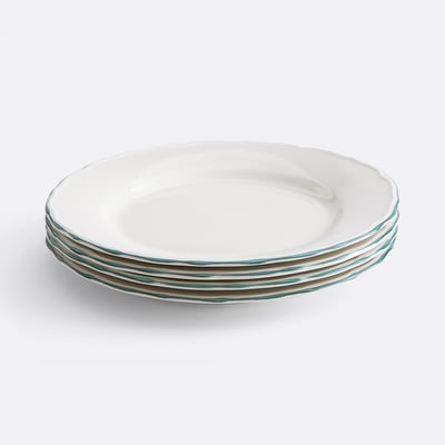 Lot de 4 assiettes plates en porcelaine, COLOMBE LA REDOUTE INTERIEURS
