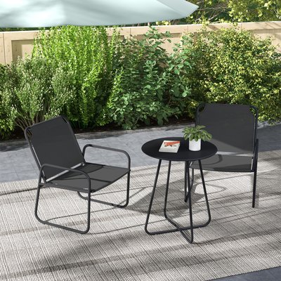 Ensemble salon de jardin 3 pcs 2 fauteuils et table ronde OUTSUNNY