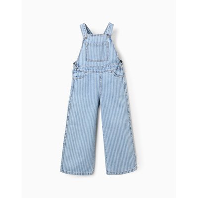 Salopette en Jean Rayée + Élastique à Cheveux avec Pompon ZIPPY