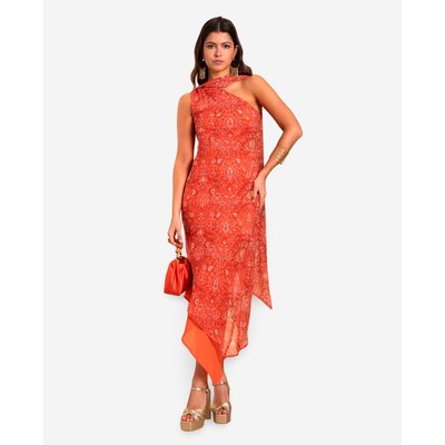 Robe midi asymétrique avec foulard THE-ARE