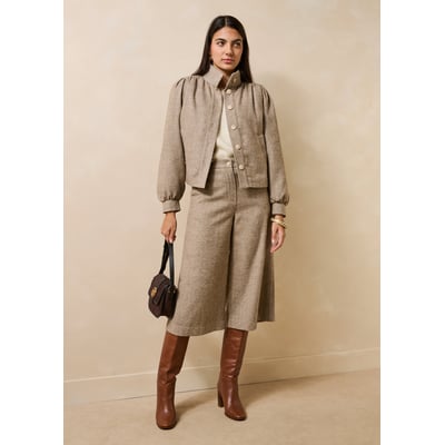 Veste en tweed manches longues col montant LA FEE MARABOUTEE