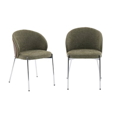 Chaise bois de peuplier teinté noyer, acier et tissu texturé (lot de 2) PAUL SWEEEK