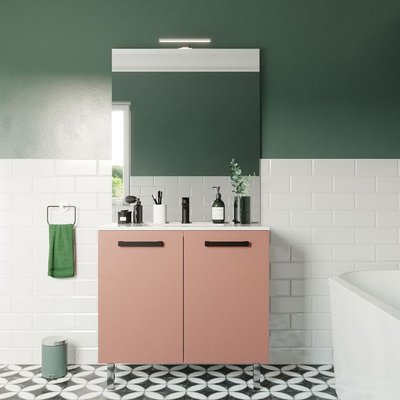 Meuble salle de bain vasque intégrée 2 portes + miroir - CHELSEA HOMIFAB