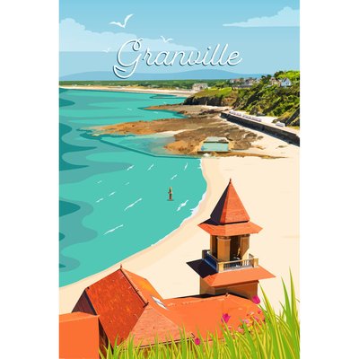 Tableau Sur Toile Illustration Plage Plat Gousset À Granville PLAGE CEANOTHE