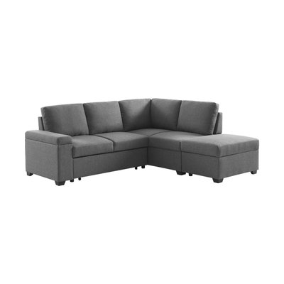 Canapé d'angle convertible 3 places pouf tissu CARL SWEEEK