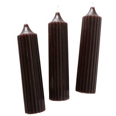 Set de 3 bougies rondes noires 3.5x3.5x15cm WADIGA