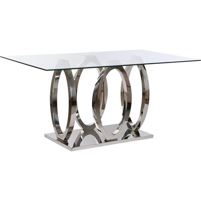Table élégante en verre trempé et acier pour salle à manger RECOLLECTION