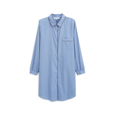 Chemise de nuit col classique en popeline de coton ESSENTIEL RAYÉ LAURENCE TAVERNIER