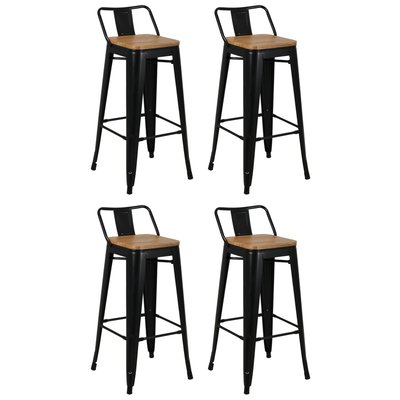 Tabouret de bar en métal laqué et bois d'orme huilé (Lot de 4) AUBRY GASPARD