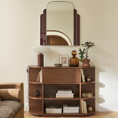 Maddy Walnut Veneer Console Table with 1 Flap Door and 8 Compartments LA REDOUTE INTERIEURS