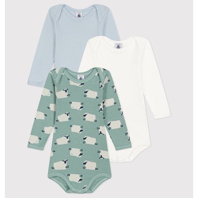 Pack of 3 Bodysuits with Long Sleeves PETIT BATEAU