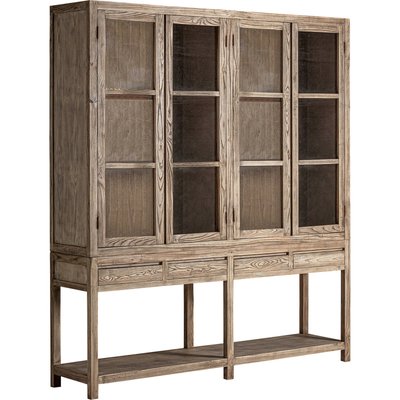 Vitrine en bois d'orme finition vieilli style colonial élégant RECOLLECTION