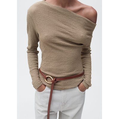 T-shirt col asymétrique texturé MANGO