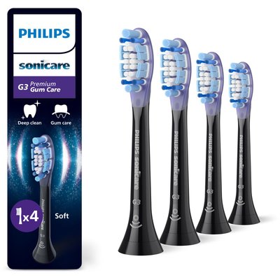 Brossette dentaire Sonicare lot de 4 -  HX9054/88 black Gum Care- soin des gencives G3 PHILIPS