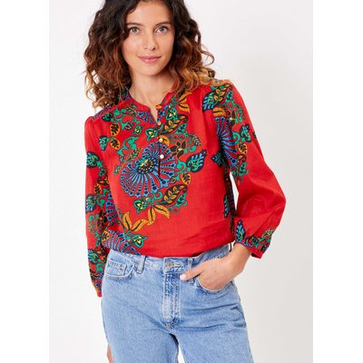 Blouse voile de coton bio imprimée col tunisien RENATA LA FIANCÉE