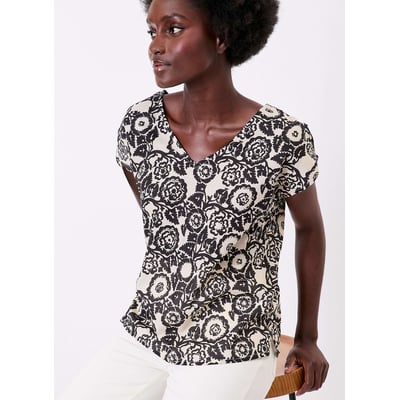 Top imprimé voile de coton bio col V CACIA LA FIANCÉE