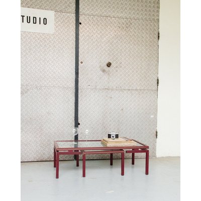Nsemble de tables basses en métal Liv N°285 - Bon état DEBONGOUT