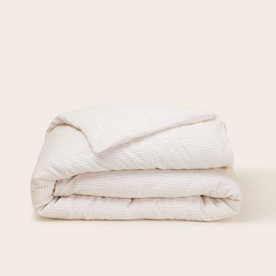 Housse de couette en Coton lin et fines rayures naturelles  ELIE MADURA