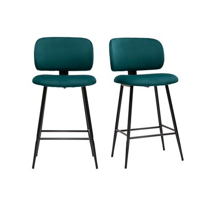 Tabourets de bar en velours et pieds en métal noir H70 cm (lot de 2) ATRIUM MILIBOO
