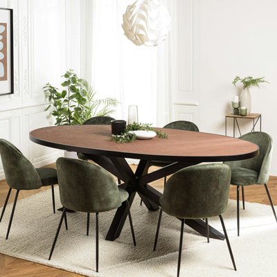 Table à manger ovale bois effet pierre rouille 220 cm BIHAR PIER IMPORT