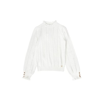 Pull volanté à effet broderie anglaise, MAXINE LA PETITE ETOILE