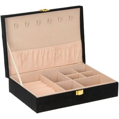 Boîte à bijoux velours noir 28x19x7cm WADIGA