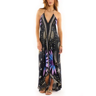 Robe de plage dos nu longue imprimé VOILA COMETE WILD