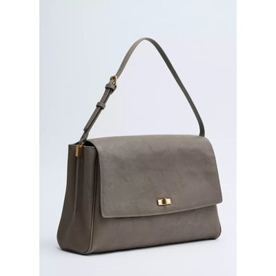 Sac à épaule en cuir à rabat MANGO