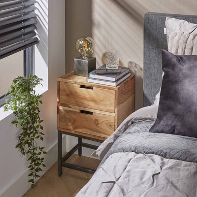 Chevet en bois d'acacia avec poignées intégrées MELBOURNE PIER IMPORT