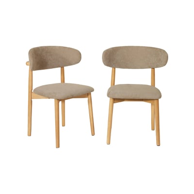 Chaise bois d'hévéa naturel et tissu chenille (lot de 2) PAOLA SWEEEK