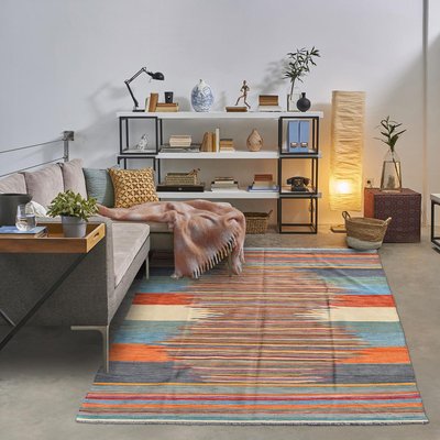 Tapis kilim fait main en laine motif oriental UN AMOUR DE TAPIS