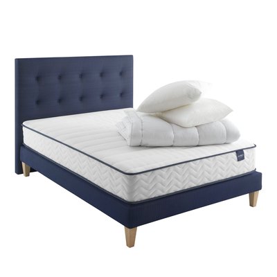 Ensemble matelas ressorts, sommier, pieds, tête de lit, couette et oreiller Rêve 300 SOMEO