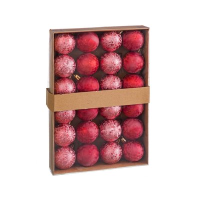 Set de 24 boules de Noël rouges - 4cm WADIGA