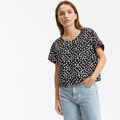 Top court col rond imprimé pois, manches courtes LA REDOUTE COLLECTIONS