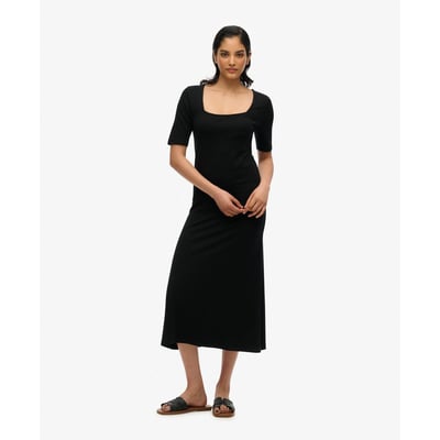 Robe mi-longue en jersey à manches courtes et encolure carrée SUPERDRY