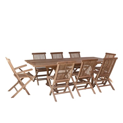 Salon de jardin en teck massif extensible 8/10 places  MALTE BERAH GETAH