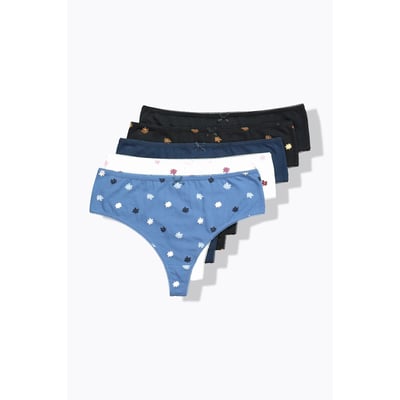 Strings, lot de 5. Fleurs/couleur unie ULLA POPKEN