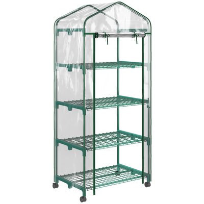 Serre de jardin balcon sur roulettes 4 étagères avec porte zippée OUTSUNNY