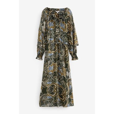 Robe longue à manches volumineuses fronces NEXT